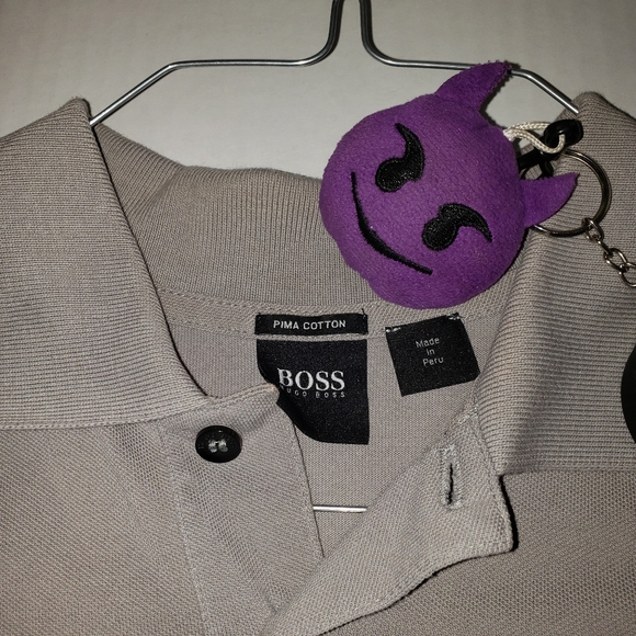 Hugo Boss polo shirt mens medium gray 3 button with pima cotton - Picture 2 of 6